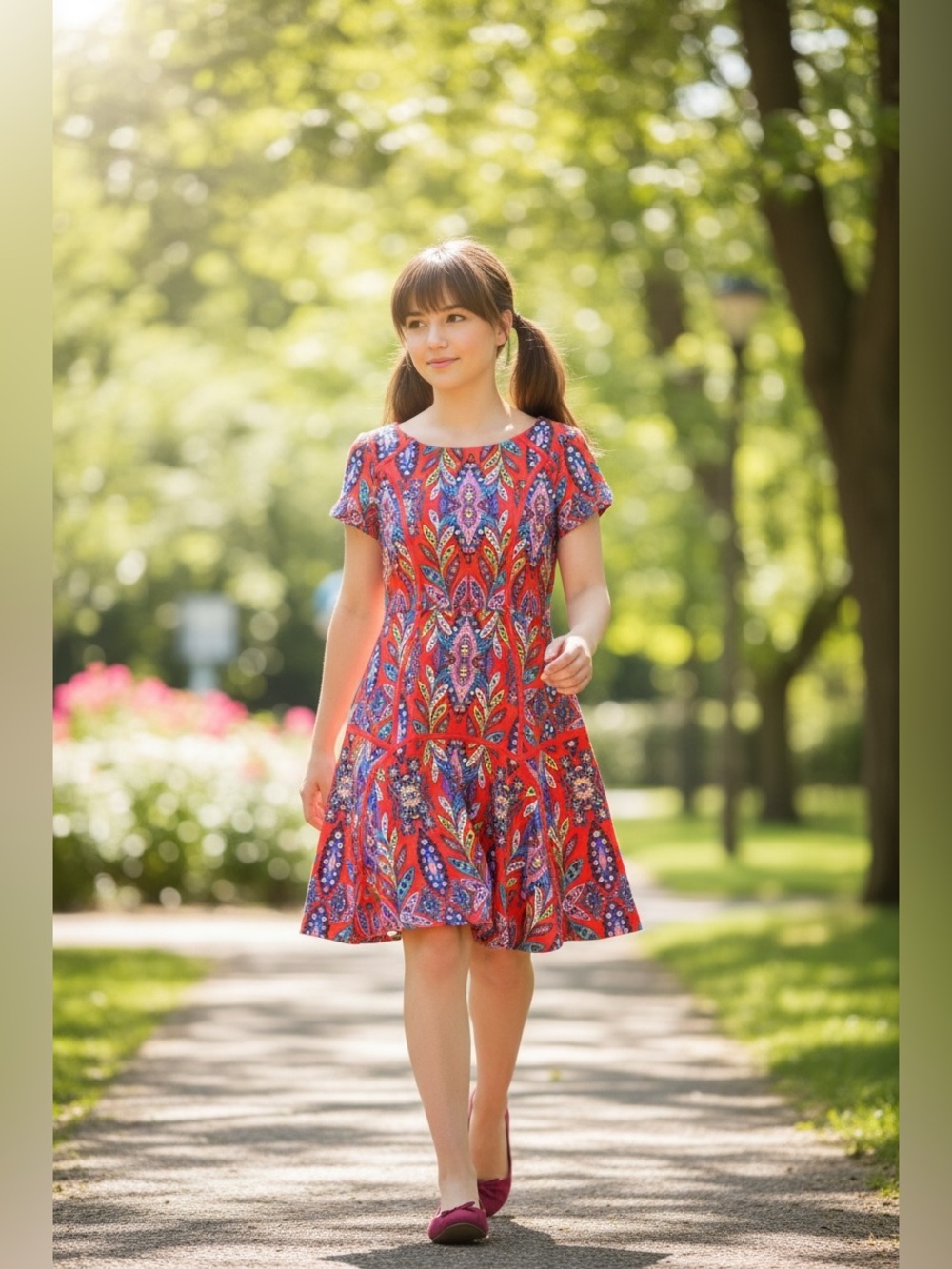 GB girls Orange Paisley Print Fit & Flare Dress
